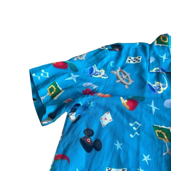 Disney 100 Character Icons Allover Print Woven Button-Up Shirt Top Small Men's - Picture 3 of 11